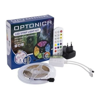 LED szalag szett: bluetooth music 30 RGB LED/m, 5m, 4W/m, IR távirányító, adapter, beltéri, 2évG
