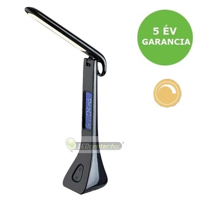 Rábalux AMATO 74041 érintőkapcsolós okos asztali- és olvasólámpa szabályozható fényű, idő, ébresztő, hőmérséklet fekete 5évG