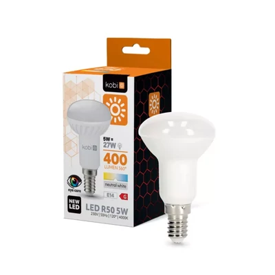 R50 5W E14 400 lumen LED reflektorizzó, természetesfehér 2évG KOBI-001353