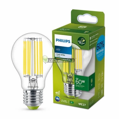 PHILIPS ultrahatékony 4W=60W 840 lumen LED E27 körteégő, természetes fehér 3évG