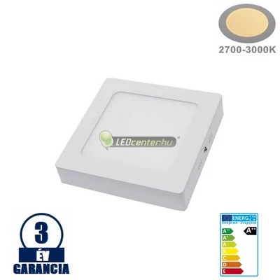 SNOW LED 12W=100W szögletes fehér mennyezeti lámpa, melegfehér 3évGar