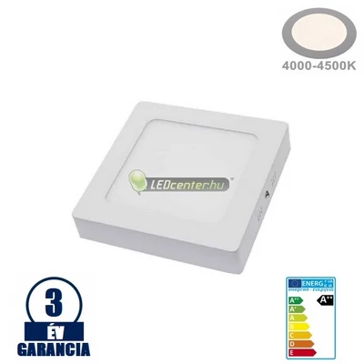 SNOW LED 12W=100W szögletes fehér mennyezeti lámpa, természetes fehér 3évGar