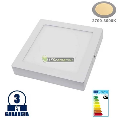 SNOW LED 18W=140W szögletes fehér mennyezeti lámpa, melegfehér 3évGar