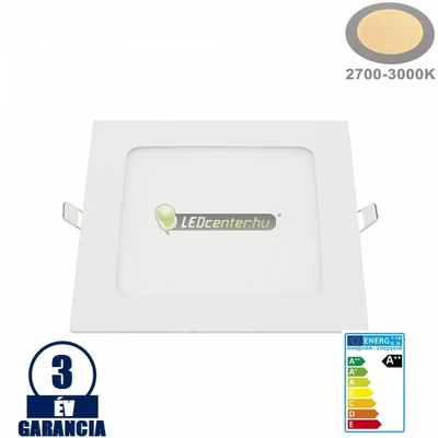 INTI 12W=96W négyzet fehér LED mennyezeti lámpa melegfehér 3évGar