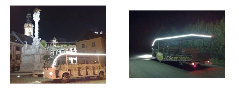 Elektromos kisbusz dekorációs világítása LED szalaggal